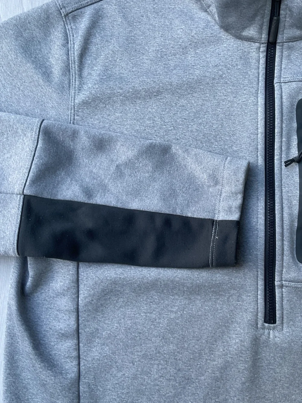 The North Face Light Gray Quarter-Zip Pullover with Black Trim